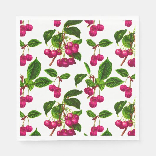 botanische Fuchsia roze kersen afdrukken Servet (Voorkant)