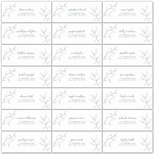Botanische gast van Emerald Green Script-adres Sticker (Voorkant)
