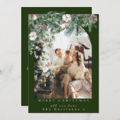 Botanische gebladerte boog 1 foto Vrolijk Kerstfee Feestdagenkaart (Voorkant / Achterkant)