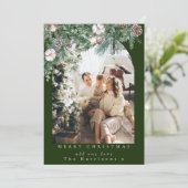 Botanische gebladerte boog 1 foto Vrolijk Kerstfee Feestdagenkaart (Staand voorkant)