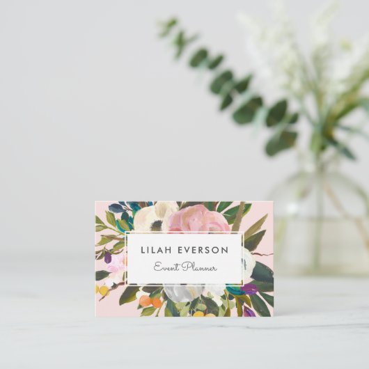 Botanische geblissen | Elegant gekleurde Floral |  Visitekaartje (Staand voorkant)
