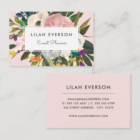 Botanische geblissen | Elegant gekleurde Floral |  Visitekaartje (Voorkant / Achterkant)