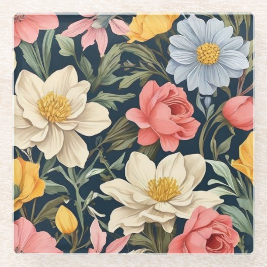 Botanische geblissen glazen onderzetter (Voorkant)