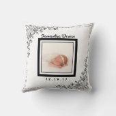 Botanische geboorte Aankondiging Foto Nursery Kussen (Achterkant)