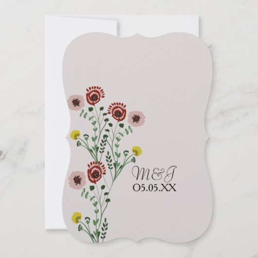  botanische geborduurde bruiloft kaart (Achterkant)
