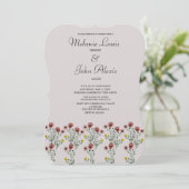 botanische geborduurde bruiloft kaart (Staand voorkant)