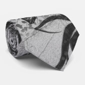 Botanische gedecorbeerde zwarte en witte textuur stropdas (Opgerold)