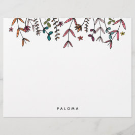 Botanische geïllustreerde gepersonaliseerde Floral Briefhoofd