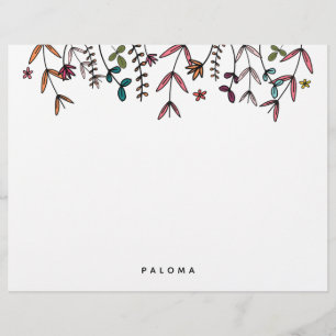 Botanische geïllustreerde gepersonaliseerde Floral Briefhoofd