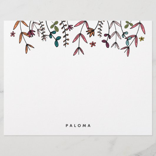 Botanische geïllustreerde gepersonaliseerde Floral Briefhoofd (Voorkant)