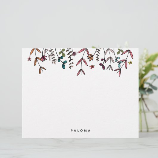 Botanische geïllustreerde gepersonaliseerde Floral Briefhoofd (Staand voorkant)