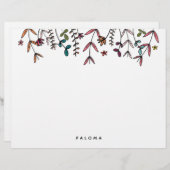 Botanische geïllustreerde gepersonaliseerde Floral Briefhoofd (Voorkant / Achterkant)