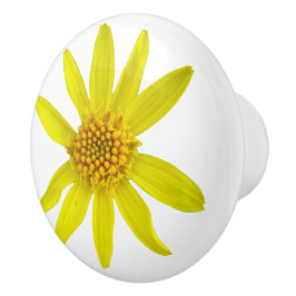 Botanische gele arnica Wilde bloem op elke kleur Keramische Knop
