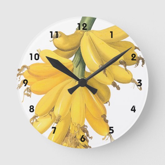 Botanische Gele Bananen Ronde Klok (Voorkant)