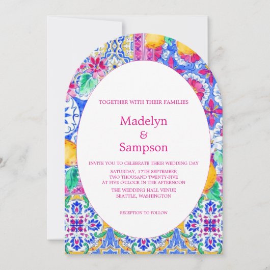 Botanische gele citroen tuin bruiloft uitnodiging (Voorkant)