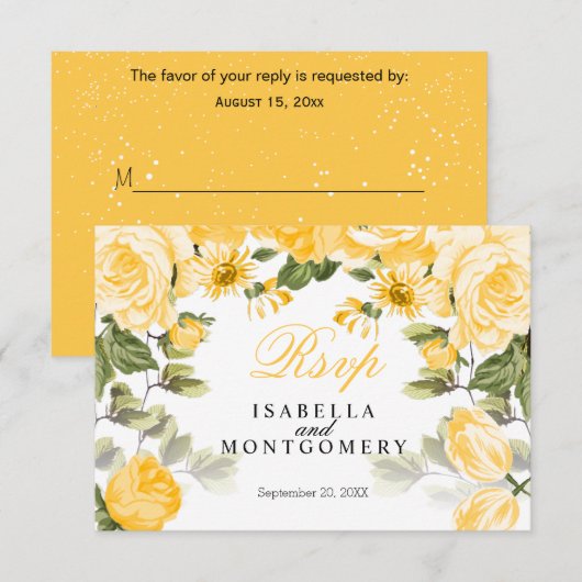 Botanische Gele Floral met gulden - RSVP (Voorkant / Achterkant)