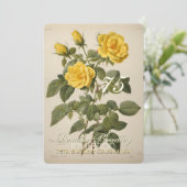 Botanische Gele Roos 75e Verjaardag Uitnodiging (Staand voorkant)