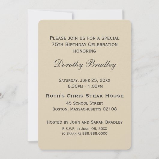 Botanische Gele Roos 75e Verjaardag Uitnodiging (Achterkant)