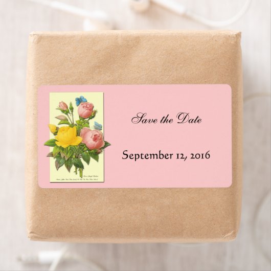 Botanische gele roze rozen Bewaar de datum labels (Insitu)