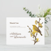 Botanische gele vogel appel bloem zomer Dank u Kaart (Staand voorkant)