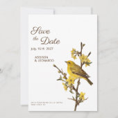 Botanische gele vogel bloem zomer Save the Date Kaart (Voorkant)