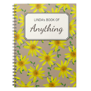 Botanische gele wilde bloemen op elke kleur notitieboek