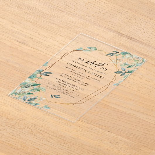 Botanische Gelofte Vernieuwing Eucalyptus Huwelijk Acryl Uitnodigingen (Laagn)