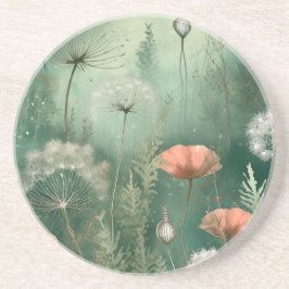 Botanische gelukzaligheid: AI-gegenereerde bloem Zandsteen Onderzetter