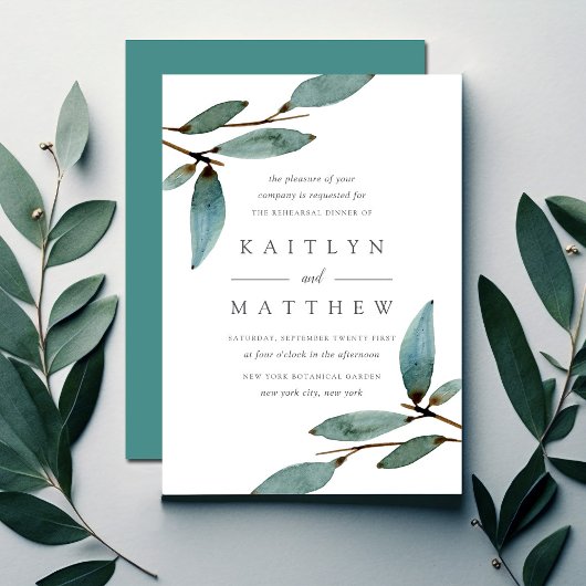 Botanische gelukzaligheid bruiloft repetitie diner kaart