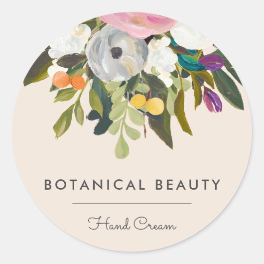 Botanische gelukzaligheid Elegant Modern Floral |  Ronde Sticker (Voorkant)