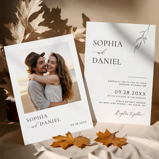 Botanische gelukzaligheid moderne eenvoud bruiloft kaart