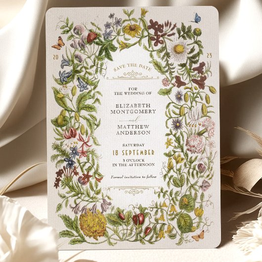 Botanische gelukzaligheid Save-the-Date bruiloft u Kaart