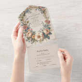 Botanische gelukzaligheid Wildbloemen Art Nouveau  All In One Uitnodiging (Afscheurbaar)