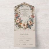 Botanische gelukzaligheid Wildbloemen Art Nouveau  All In One Uitnodiging (Binnen)