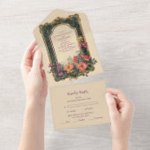 Botanische gelukzaligheid Wildbloemen Art Nouveau  All In One Uitnodiging (Afscheurbaar)