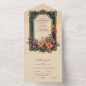 Botanische gelukzaligheid Wildbloemen Art Nouveau  All In One Uitnodiging (Binnen)