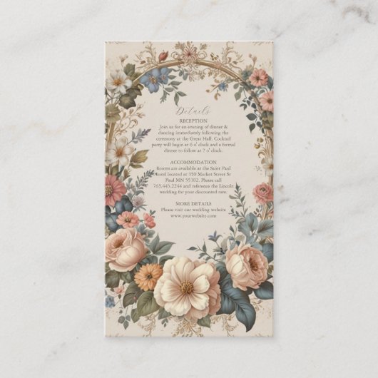 Botanische gelukzaligheid Wildbloemen Art Nouveau Informatiekaartje (Voorkant)