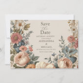 Botanische gelukzaligheid Wildbloemen Art Nouveau Save The Date (Voorkant)
