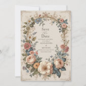 Botanische gelukzaligheid Wildbloemen Art Nouveau Save The Date (Voorkant)