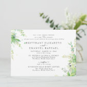 Botanische Genade Horizontale 2 Venues Bruiloft Kaart (Staand voorkant)