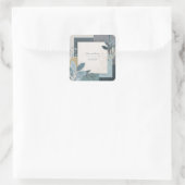 Botanische geometrische blauw en gouden bruiloft vierkante sticker (Tas)