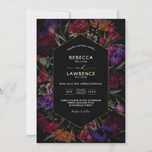 Botanische geometrische bloemen lijst bruiloft kaart