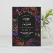 Botanische geometrische bloemen lijst bruiloft kaart (Staand voorkant)