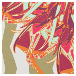 Botanische geometrische bourgogne stof