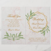 Botanische Geometrische Greenery Gold Wedding Prog (Voorkant)
