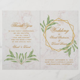 Botanische Geometrische Greenery Gold Wedding Prog