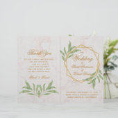 Botanische Geometrische Greenery Gold Wedding Prog (Staand voorkant)