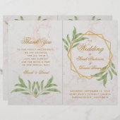 Botanische Geometrische Greenery Gold Wedding Prog (Voorkant / Achterkant)