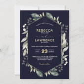Botanische geometrische groene lijst bruiloft Uitn Kaart (Voorkant)