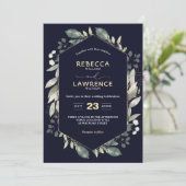 Botanische geometrische groene lijst bruiloft Uitn Kaart (Staand voorkant)